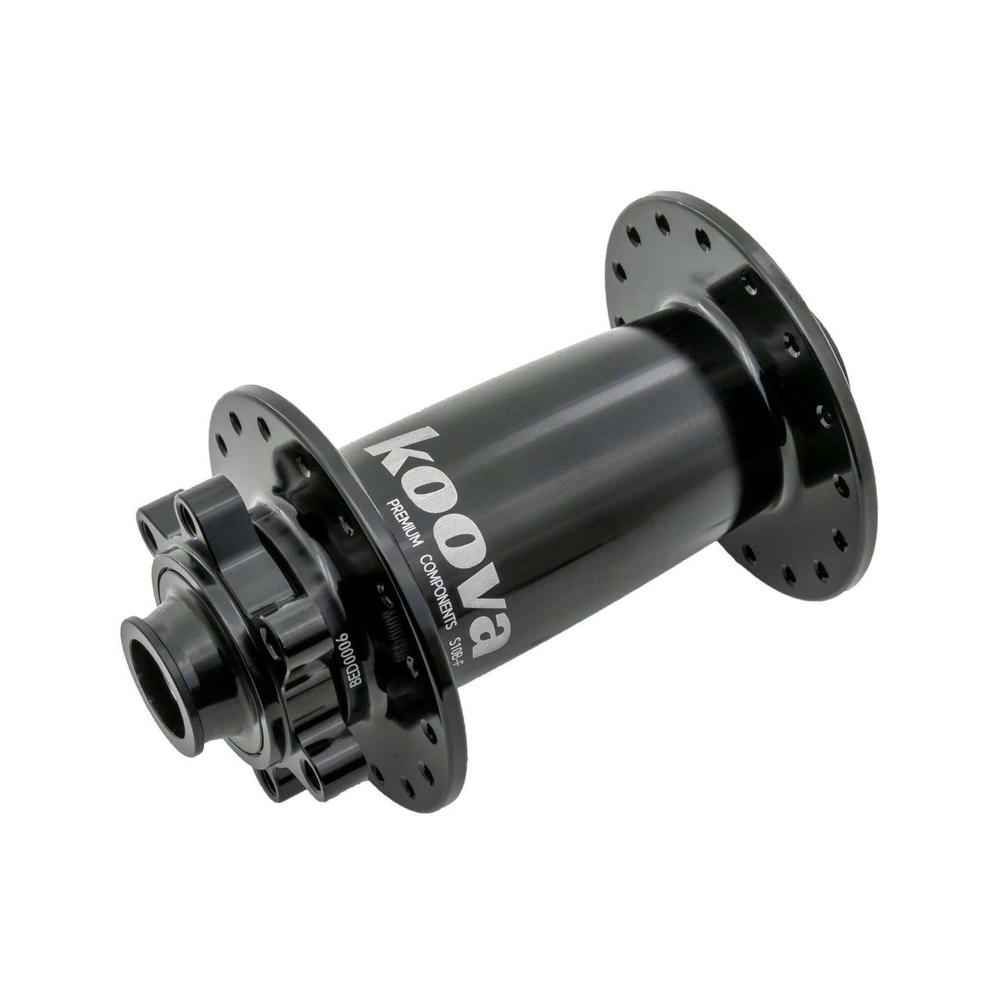 Koova bike hub precision axle 15*110mm for mountain bikes, lightweight, 6-bolt brake interface.