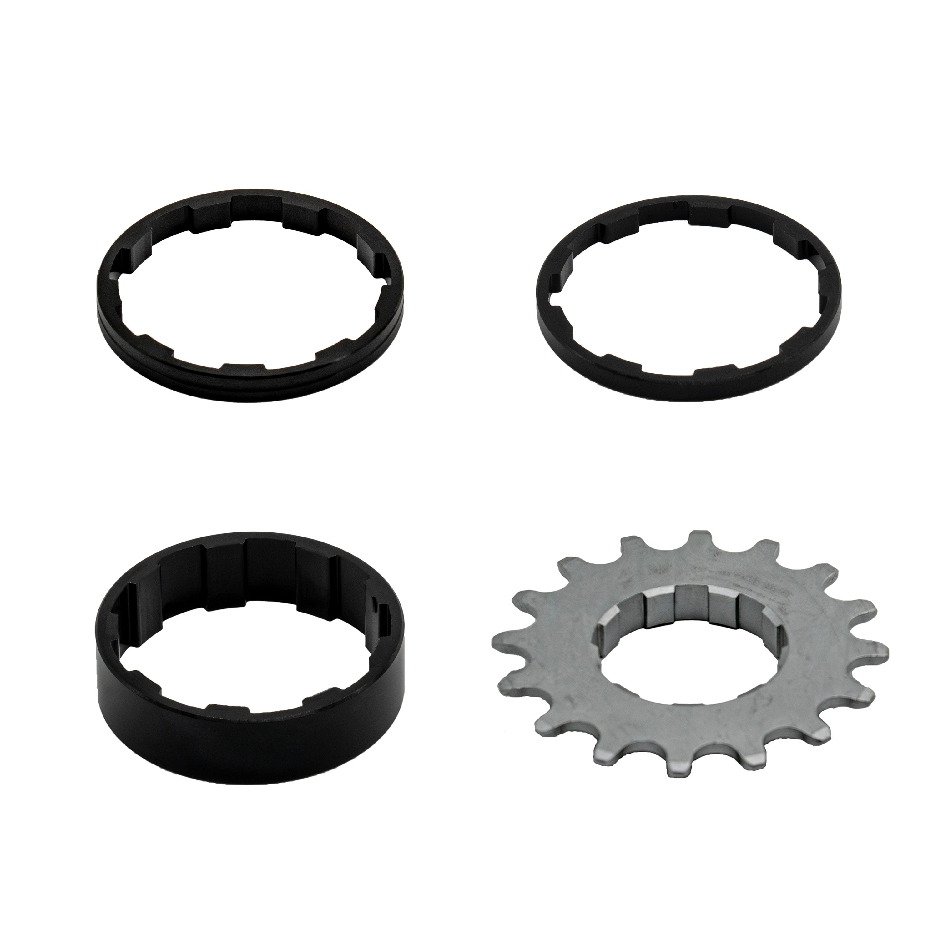 Single-Speed Cog & Spacer Set — 16T Cog + 10×38 / 4×38 / 3×38