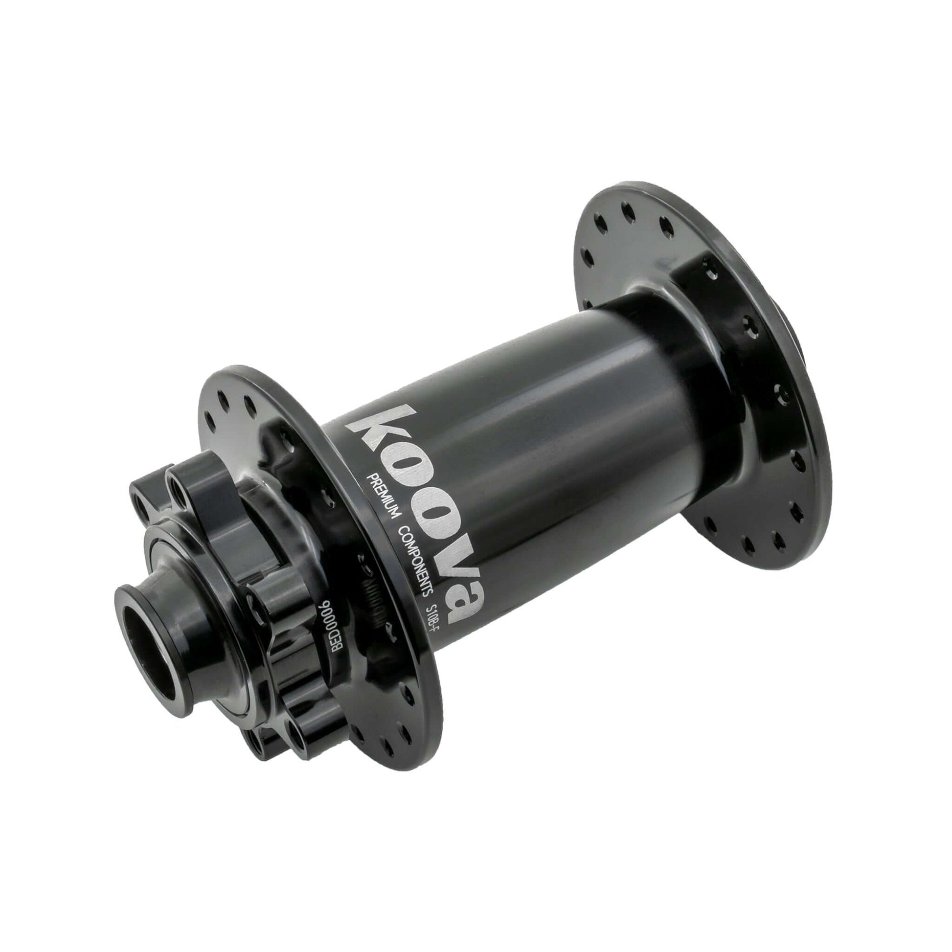 Koova bike hub precision axle 15*110mm for mountain bikes, lightweight, 6-bolt brake interface.