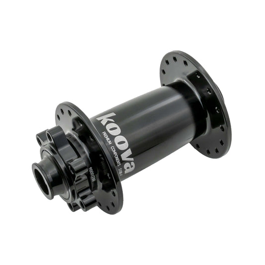 Koova bike hub precision axle 15*110mm for mountain bikes, lightweight, 6-bolt brake interface.